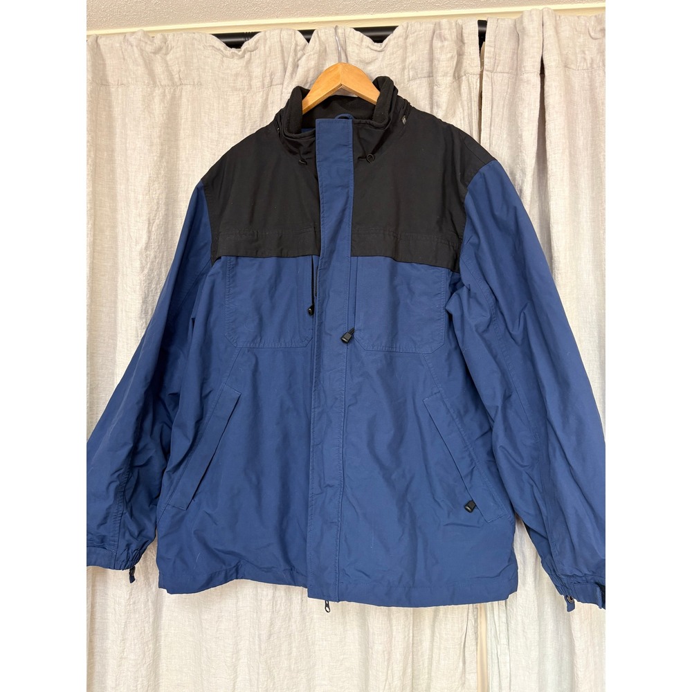 Eddie Bauer WeatherEdge Jacket Mens XL Blue Black Colorblock Waterproof Shell